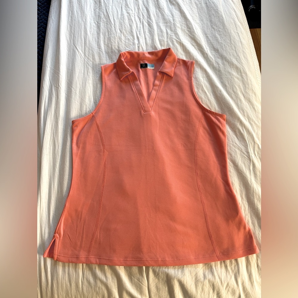 PGA Tour Airflux Sleeveless V-Neck Golf Shirt - Coral - Size Large